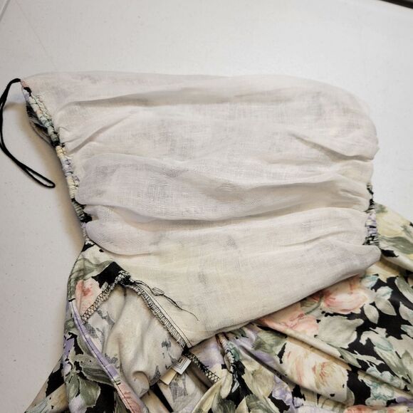 Impromptu 80s Vintage Floral Prom Puff Sleeve Dress Fitted Bodice - Picture 13 of 15